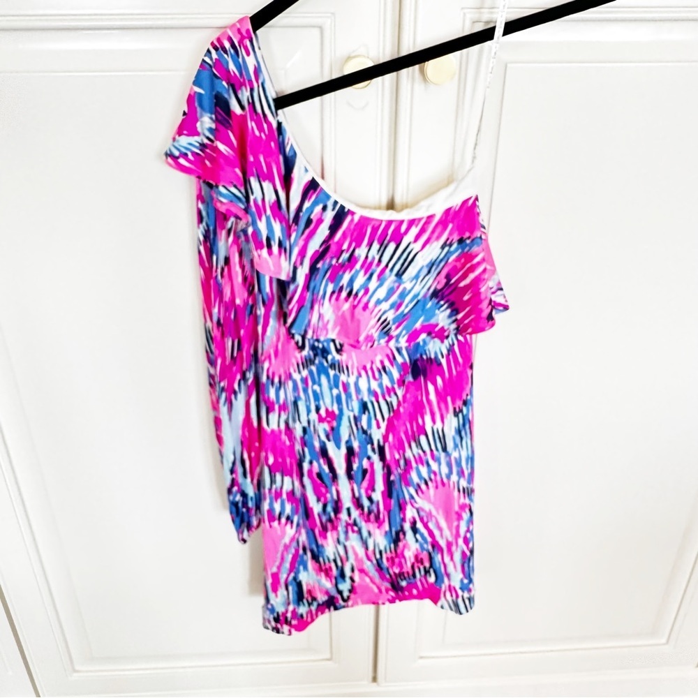 Lilly Pulitzer Amante Women’s Pink Neon One Shoulder Cocktail Coastal Beach‎ NWT - Picture 6 of 13